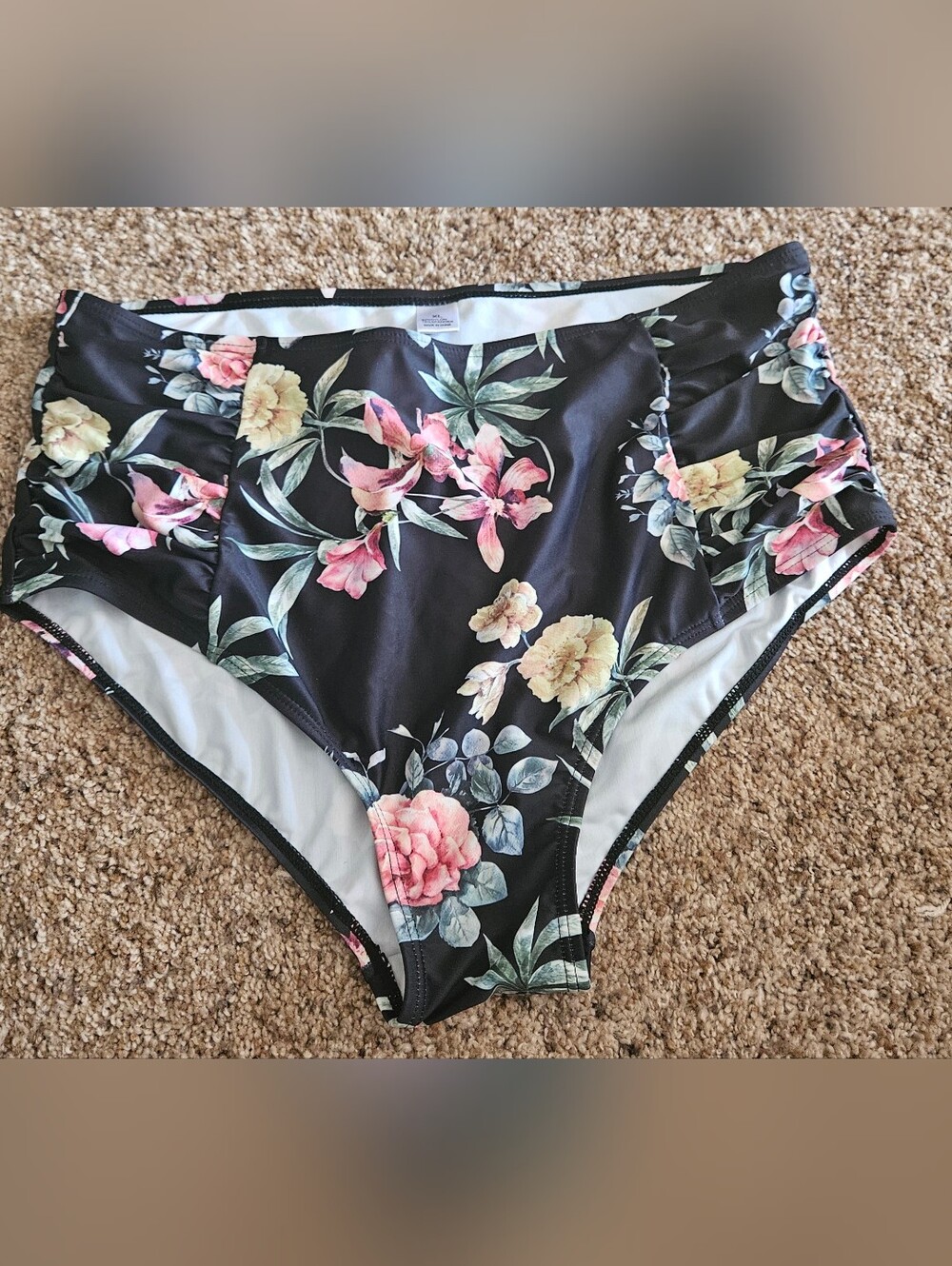Womens Floral Swim High Waisted Bottoms